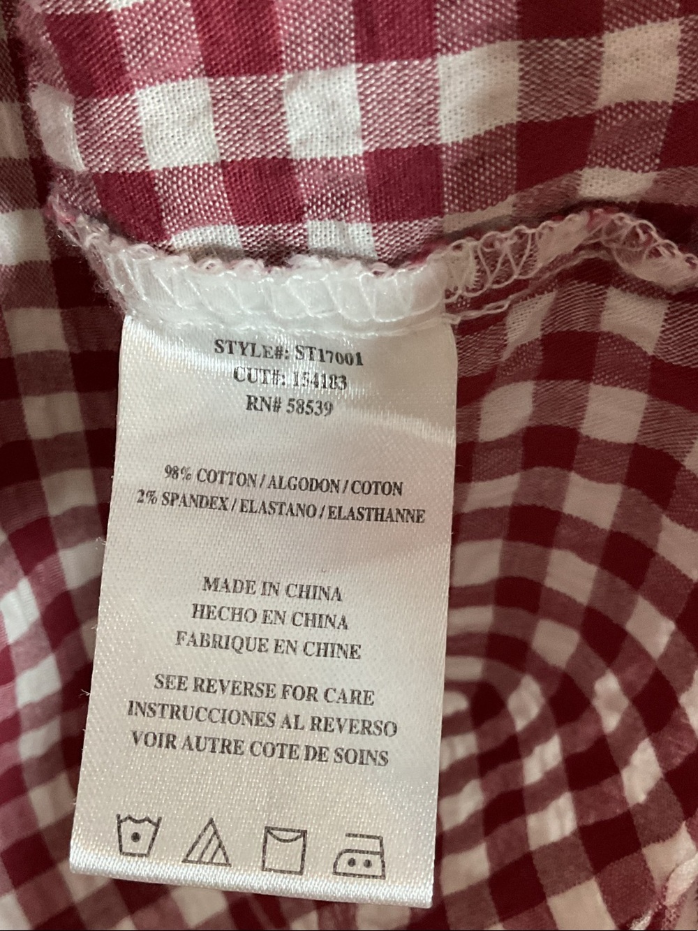 Kut From The Kloth Burgundy and White Gingham Plaid Button-Up Shirt Large - Picture 8 of 11